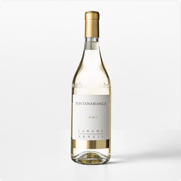 Sommo-Lange-Arneis Fles Langhe Arneis Fontanabianca DOC tegen witte achtergrond