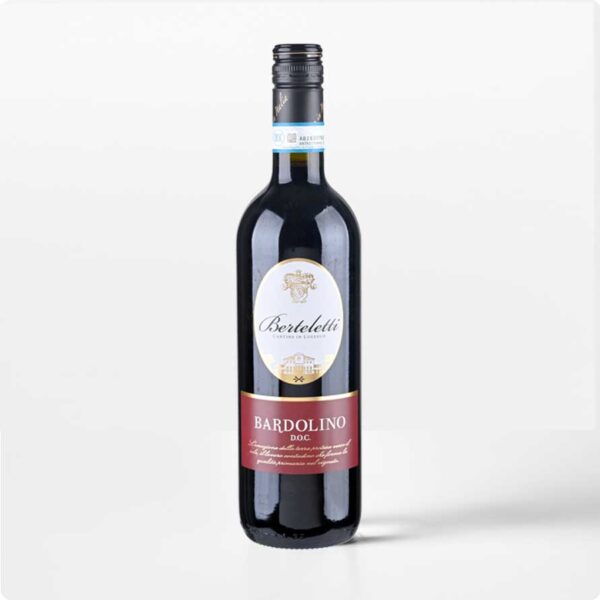 Bardolino Berteletti Fles Bardolino DOC wijn van Berteletti met zwarte capsule