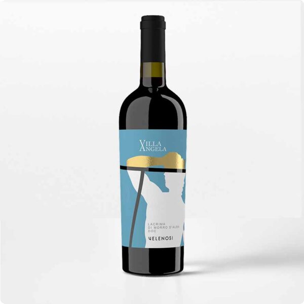 Lacrima nieuw ontwerp Fles Lacrima di Morro d' Alba van Velenosi