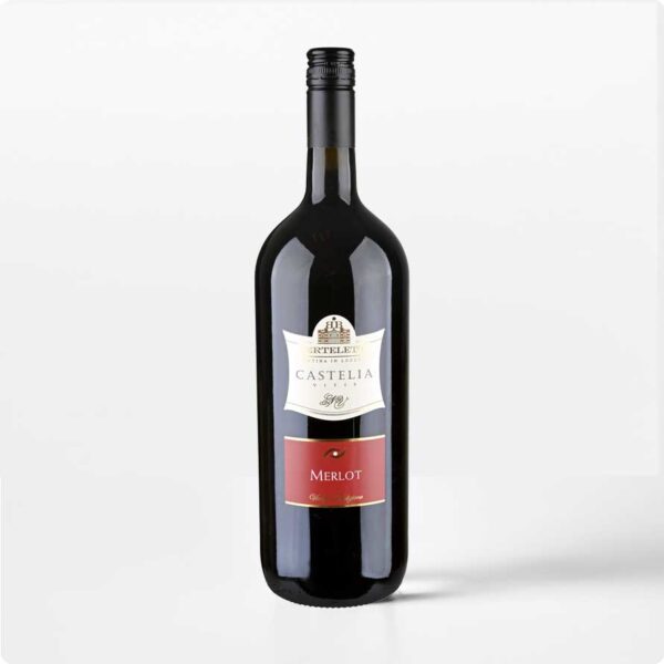 Fles Merlot Castelia 1,5 liter wijn van Berteletti met klassiek rood etiket