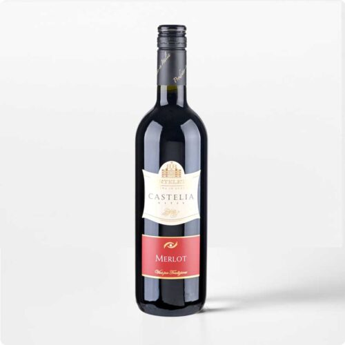 Merlot Berteletti Fles Merlot Castelia wijn van Berteletti met robijnrood label