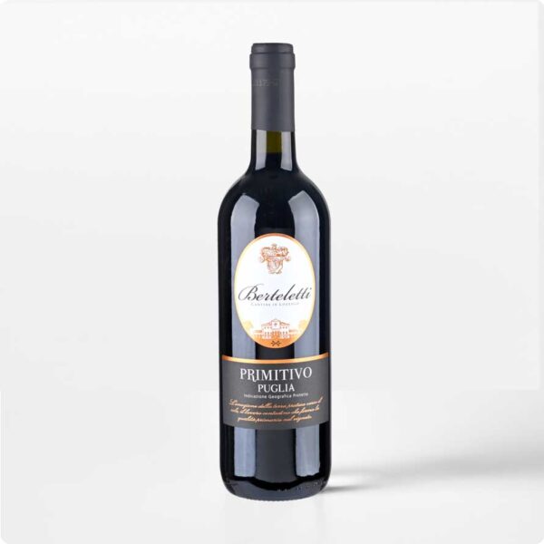Primitivo Puglia Fles Primitivo Puglia IGT van Berteletti met bruin etiket