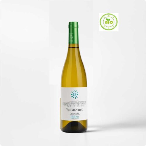 Vermentino Fibbiano Fles Vermentino IGT Toscana Fibbiano tegen witte achtergrond