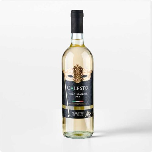 calesto Fles Calesto Bianco wijn van Berteletti met zwart etiket
