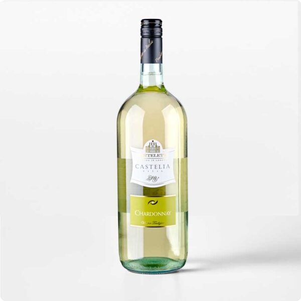 chardonnay magnum Fles Chardonnay 1,5 liter wijn van Berteletti met helder wit etiket