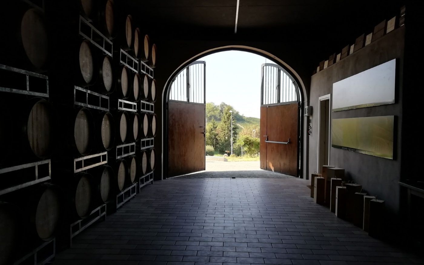 Wijnkelder met houten vaten bij Rivetto
