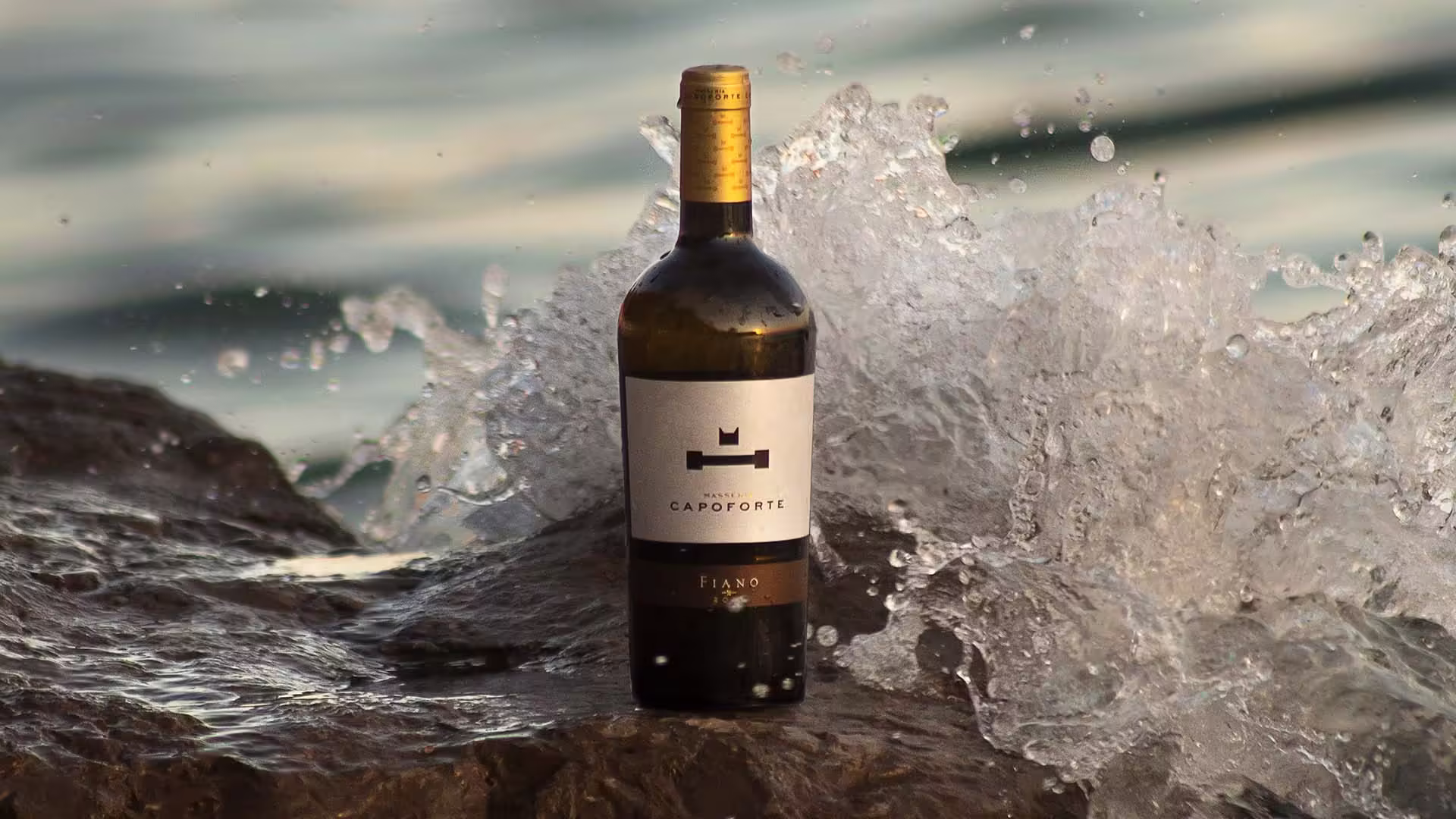 Fles Fiano Salento IGT van Masseria Capoforte op aan de zee